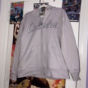 Cabela’s Light Gray Zip-Up Stitched Hoodie